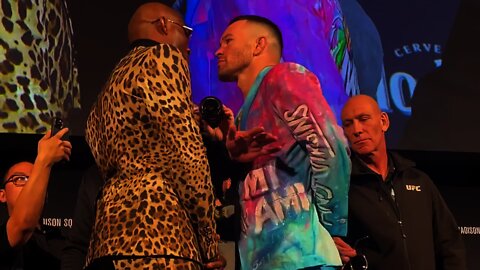 Kamaru Usman shoves Colby Covington during heated UFC 268 press conference staredowns