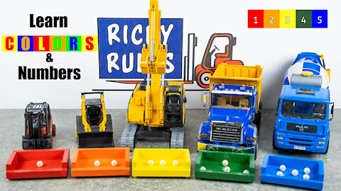Learn Colors & Counting with Ricky Rules | Bruder Excavator, Dump Truck | Learning Videos For Kids