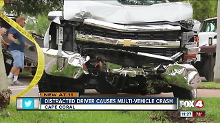 Distracted driver plows into a power pole in Cape Coral