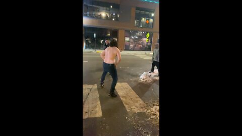 Chicago Street fight outside bar in wrigleyville