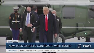 New York cancels contracts with President Trump