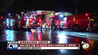 Man sets fire to house while warrant is served