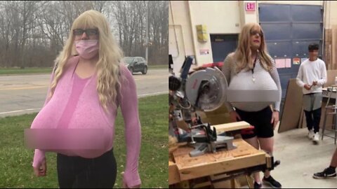 Trans Teacher Kayla Lemieux Wearing Huge Prosthetic Breasts In Workwork Class