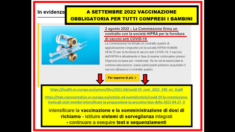 A SETTEMBRE 2022 VACCINAZIONE💉OBBLIGATORIA PER TUTTI COMPRESI I BAMBINI 🙈​🙉​🙊​...