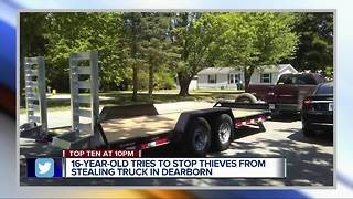 16-year-old tries to stop thieves from stealing truck in Dearborn