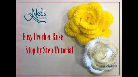 Easy Crochet Rose with lights - Step by Step Tutorial