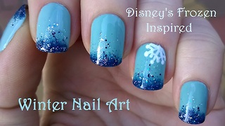Disney's Frozen-inspired ombre nail art design