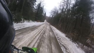 Dirt bike fun on snowy & icy roads
