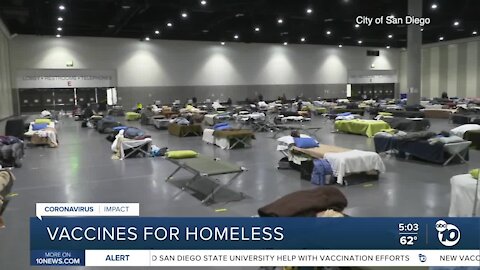 Homeless individuals get vaccines at San Diego Convention Center