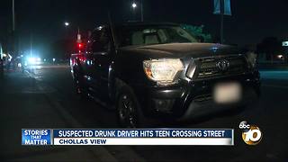 Teen hit by suspected drunk driver