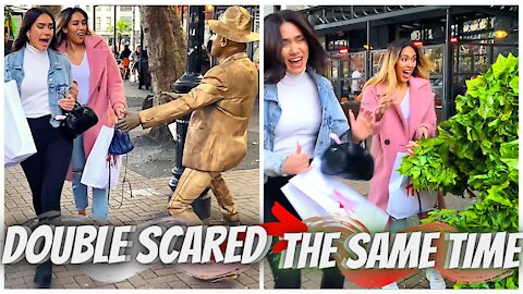 Double Scared At The Same Time 🎯 GoldenStatue/BushmanPrank