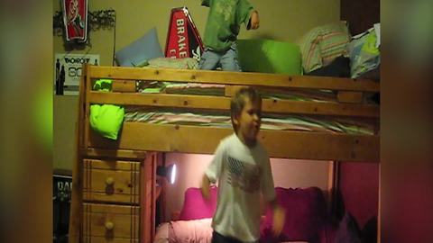 Little Boys Rap Dancing On Bunk Beds