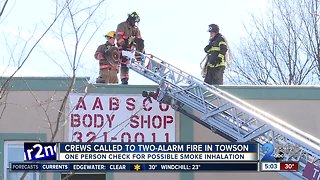 Crews Battle Two Alarm Fire at Towson Body Shop