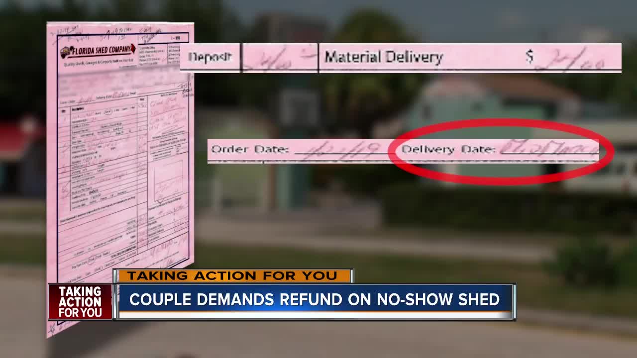 Oldsmar couple forced to wait months for shed refund after paying down payment