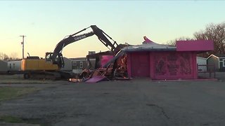 Time lapse video of pink demolition