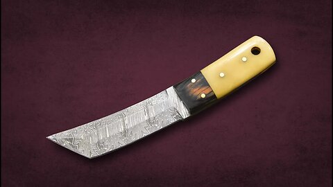 Tanto Skinning Knife Hand Forged Damascus Steel Fixed Blade Tanto Hunting Knife Leather Sheath Knife