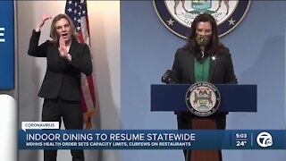 Gov. Whitmer confirms Michigan restaurants can open starting Feb. 1