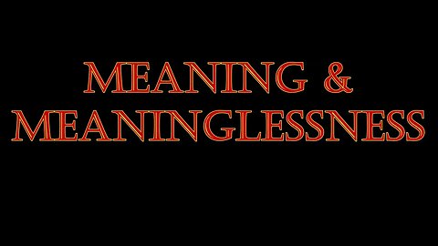 The Meaning & Meaninglessness Of Life