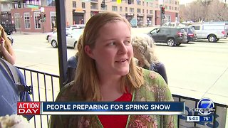 People preparing for spring snow