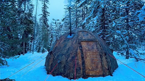 Spring Hot Tent Camping In The Snow