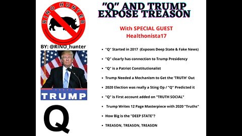 "Q" & TRUMP Expose TREASON With Special Guest "Healthonista17"