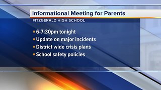 Informational meeting for parents at Fitzgerald High School in Warren