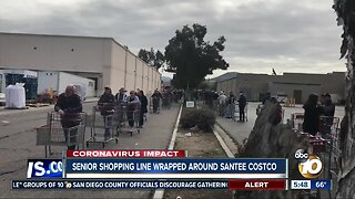 Cell phone video shows long line of seniors wrapped about Santee Costco