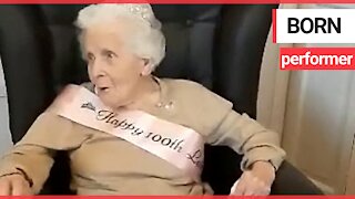 Great-gran celebrates 100th birthday singing rendition of 'When You're Smiling'
