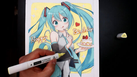 Hatsune Miku Anime Birthday Drawing