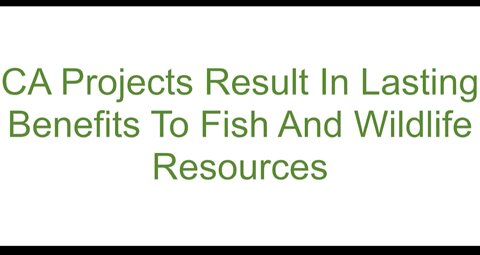 CA Projects Result In Lasting Benefits To Fish And Wildlife Resources