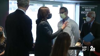 Vice President Kamala Harris tours M&T Bank Stadium mass vaccination site