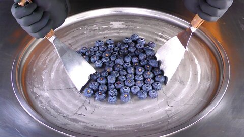 ASMR - Blueberry Ice Cream Rolls | how to make satisfying fried Ice Cream with tapping and eating 4k