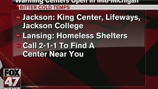 Warming centers open in Mid-Michigan