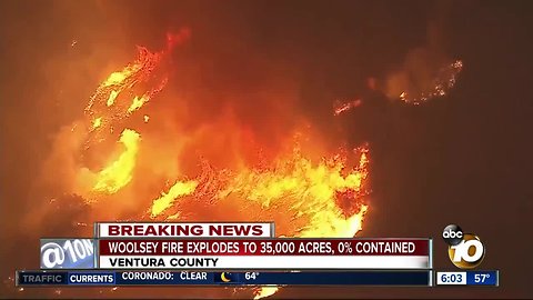 Woolsey Fire jumps 101 Freeway in burn across Ventura County