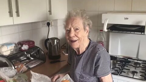 Nan making her breakfast