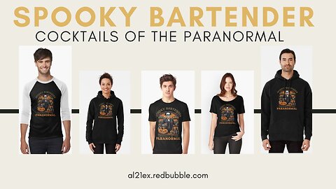 SPOOKY BARTENDER COCKTAILS OF PARANORMAL T-SHIRT & MERCH DESIGN BY AL21EX REDBUBBLE SHOP