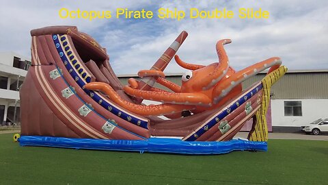 Octopus Pirate Ship Double Slide#factoryslide#factorybouncehouse#bounce #bouncy #castle#inflatable