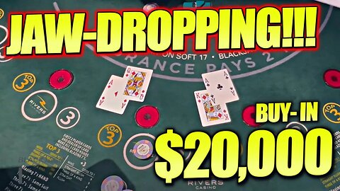 $20,000 BUY-IN! IT'LL MAKE YOUR JAW DROP!!! HUGE BLACKJACK TABLE WIN $1,500/HAND