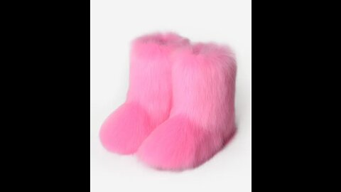 Fluffy Snow Boots Light Pink for Women