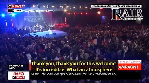 French Presidential Candidate Eric Zemmour Addresses 15k Supporters