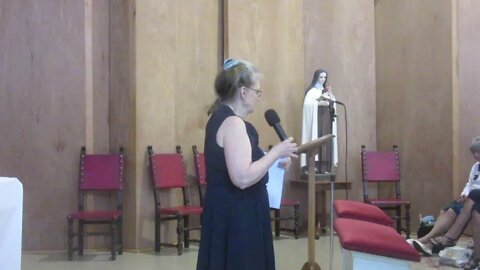 Mary Ann Lingrem talks about Our Lady of America at the WQPH 1 day retreat 7 9 22