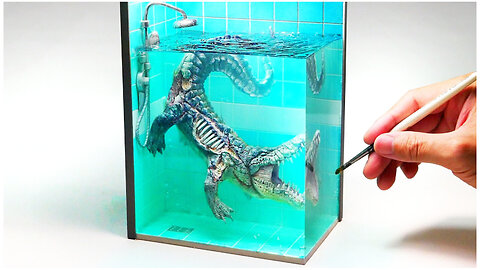 How To Make a Zombie Crocodile In a Shower Stall Diorama🐊🐊