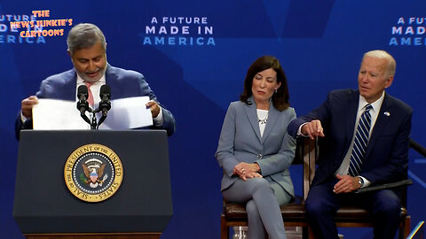 Biden's magician show: Micron's CEO can't find microchip example on the podium, then finds "another one" in his pocket.