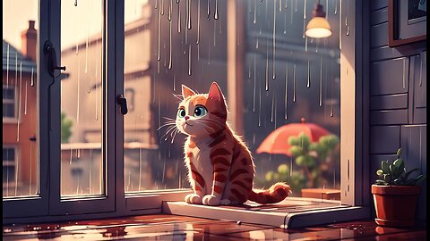 Lo-Fi cat: Relaxing beats on a Cozy rainy day| Warm and comfortable atmosphere