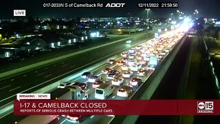 I-17 northbound closed at Camelback Road due to crash