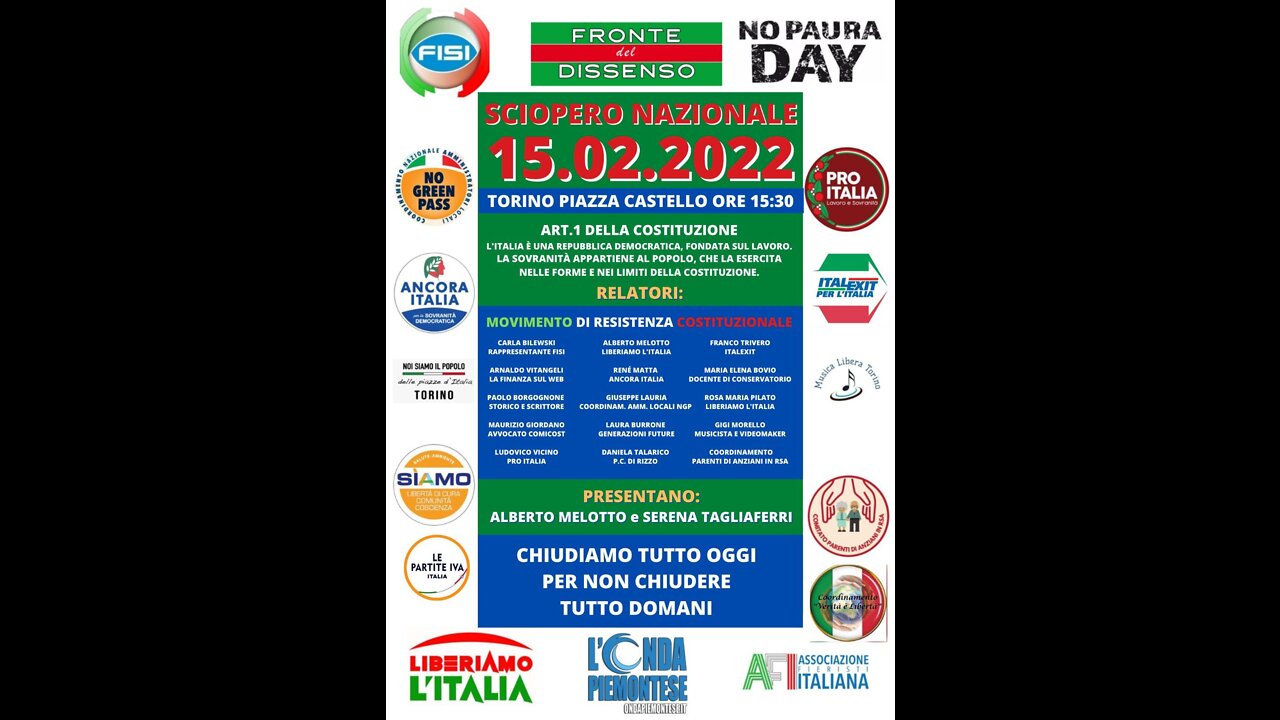 🔔 DIRETTA STREAMING DA TORINO - NO PAURA DAY 🔔