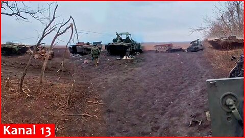 Footage of a large number of Russian equipment destroyed in Donetsk steppes- Russian servicemen show