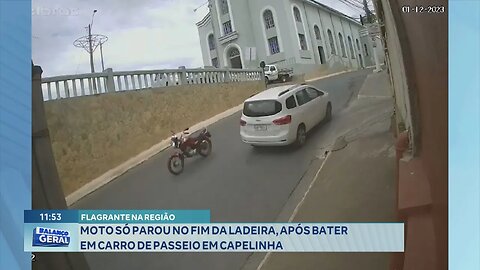 Flagrante na Região: Moto só Parou no Fim da Ladeira, após Bater em Carro de Passeio em Capelinha.