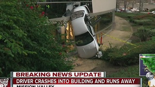 Driver crashes into building in Mission Valley and runs away