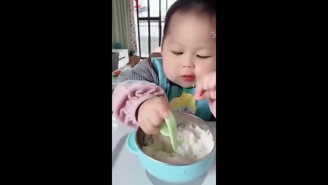 cute baby eating fast